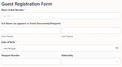 guest registration form